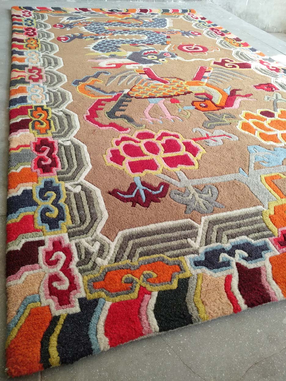 マット チベタンラグ 鳳凰 絨毯 ウールの通販 by ニャーゴ｜ラクマ